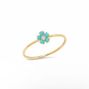 Jennifer Meyer Turquoise Flower Ring w/ Diamond 
Center, 6.5, NEW